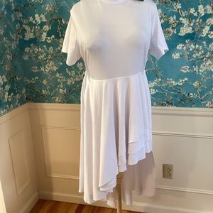Simple Fun white angle hem short sleeve dress